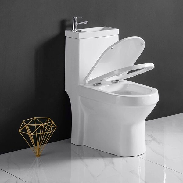 CERANO - WC kombi s umývadlom Hygisink, Rimless + UF sedátko - spodný / zadný odpad - biela lesklá - 71,5x36 cm