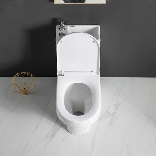 CERANO - WC kombi s umývadlom Hygisink, Rimless + UF sedátko - spodný / zadný odpad - biela lesklá - 71,5x36 cm