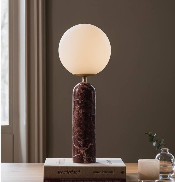 Globen Lighting Stolová lampa Torrano, červená, výška 53 cm, mramor, Červená, Obývacia izba / jedáleň, Kameň, Škandinávsky, Stojacie svietidlo