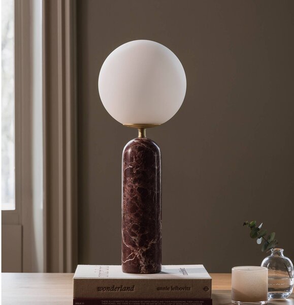 Globen Lighting Stolová lampa Torrano, červená, výška 53 cm, mramor, Červená, Obývacia izba / jedáleň, Kameň, Škandinávsky, Stojacie svietidlo