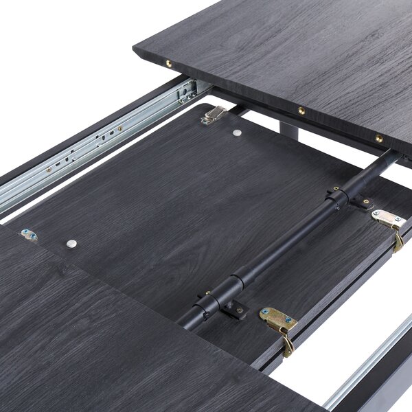Jedálenský stôl sivý MDF 120/160 x 80 cm rozťahovacia doska kovové nohy obdĺžnikový moderný dizajn