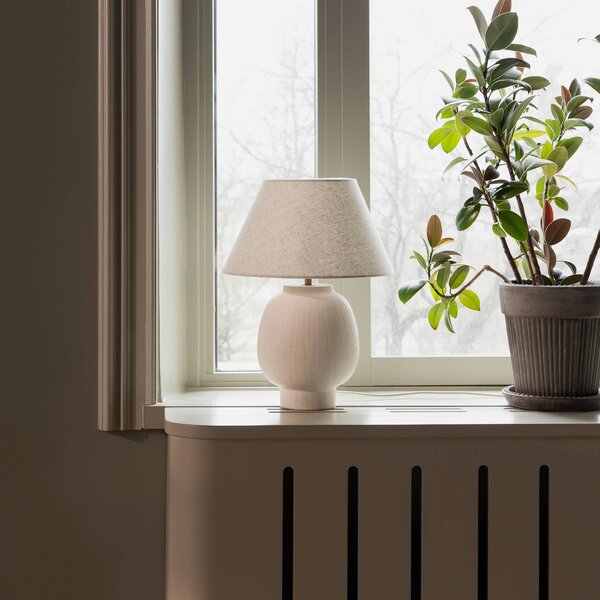 Globen Lighting Stolová lampa Lorenzo, béžová, výška 46 cm, keramika, Krémová / jantárovo žltá, Obývacia izba / jedáleň, Keramický, Škandinávsky, Stojacie svietidlo