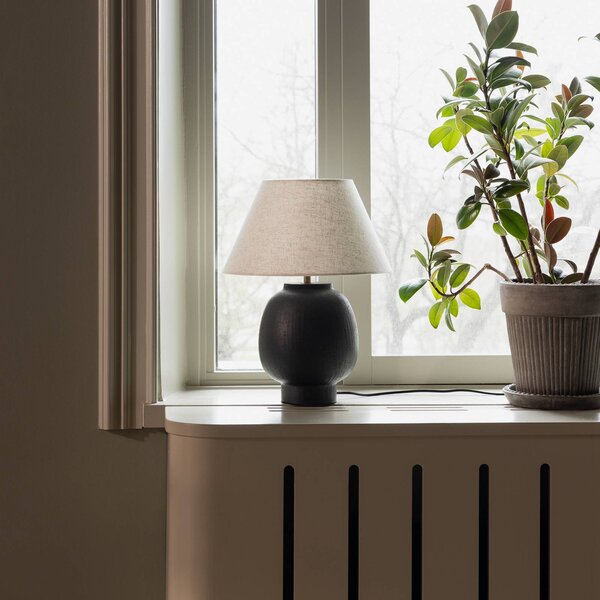 Globen Lighting Stolová lampa Lorenzo, čierna, výška 46 cm, keramika, Čierna, Obývacia izba / jedáleň, Keramický, Škandinávsky, Stojacie svietidlo
