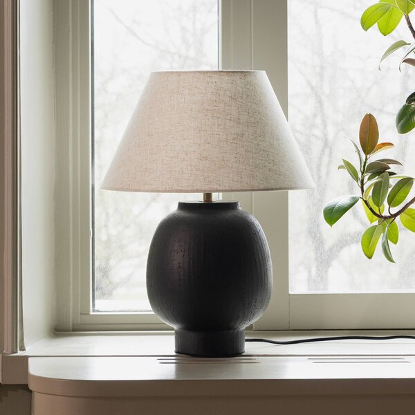 Globen Lighting Stolová lampa Lorenzo, čierna, výška 46 cm, keramika, Čierna, Obývacia izba / jedáleň, Keramický, Škandinávsky, Stojacie svietidlo