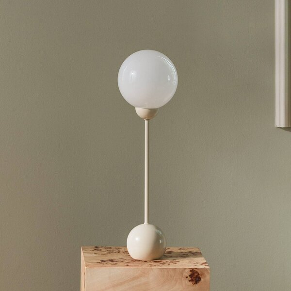 Globen Lighting Stolová lampa Ripley, béžová, výška 52 cm, železo/sklo, Krémová / jantárovo žltá, Obývacia izba / jedáleň, kov, Dizajn, Stojacie svietidlo