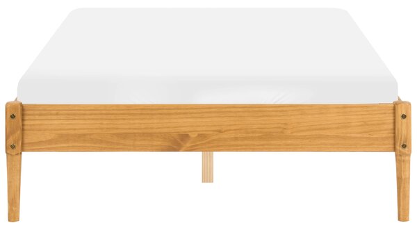 Posteľ svetlohnedá borovicové drevo 120 x 200 cm bez čela s lamelovým roštom prírodný škandinávsky štýl spálňa