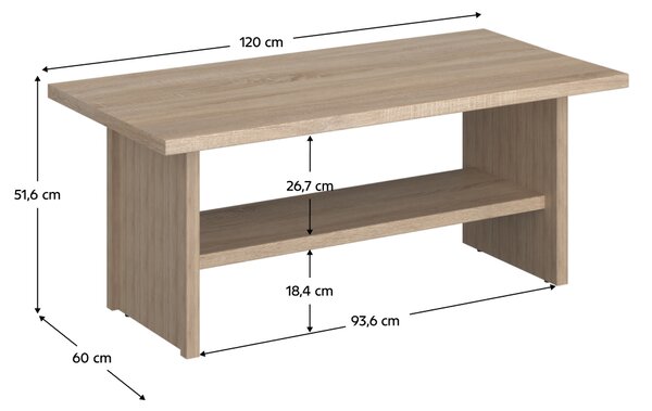 KONDELA Konferenčný stolík 120, dub sonoma, NORTY TYP 15