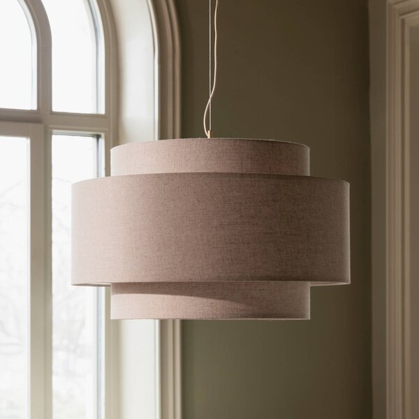 Globen Lighting Závesné svietidlo Noah Bouclé, Ø 70 cm, béžové, Krémová / jantárovo žltá, Obývacia izba / jedáleň, Textil / látka / hodváb, Škandinávsky, Závesné svietidlo