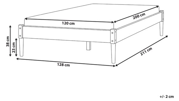 Posteľ svetlohnedá borovicové drevo 120 x 200 cm bez čela s lamelovým roštom prírodný škandinávsky štýl spálňa