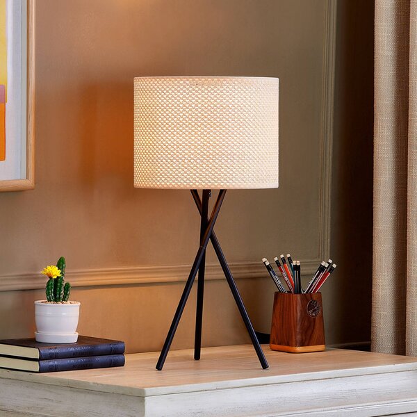 Stolná lampa Lindby Soula, Ø 26 cm, béžová, plast, E27, Krémová / jantárovo žltá, Obývacia izba / jedáleň, Plast, Vidiecky / Rustikálny, Stojacie svietidlo
