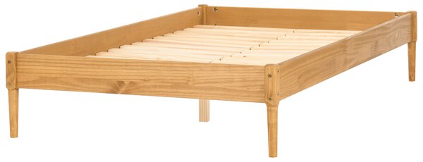 Posteľ svetlohnedá borovicové drevo 120 x 200 cm bez čela s lamelovým roštom prírodný škandinávsky štýl spálňa
