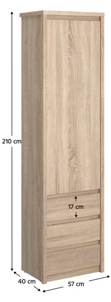 KONDELA Regál so šuplíkom 1D3S, dub sonoma, NORTY TYP 5