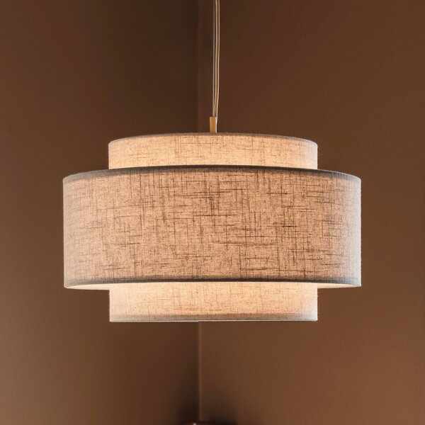 Globen Lighting Závesné svietidlo Noah Bouclé, Ø 50 cm, béžové, Krémová / jantárovo žltá, Obývacia izba / jedáleň, Textil / látka / hodváb, Škandinávsky, Závesné svietidlo
