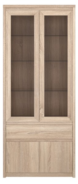 KONDELA Vitrína so šuplíkom 2D2W1S, dub sonoma, NORTY TYP 3
