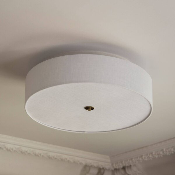 Globen Lighting Stropné svietidlo Noah, Ø 65 cm, biele, Biela / opálová, Obývacia izba / jedáleň, Textil / látka / hodváb, Škandinávsky, Stropné svetlo polkruhové s priestorom