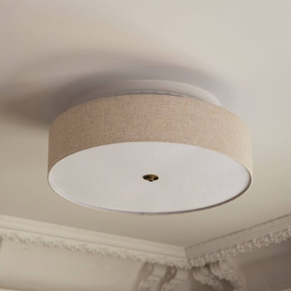 Globen Lighting Stropné svietidlo Noah, Ø 65 cm, béžové, Krémová / jantárovo žltá, Obývacia izba / jedáleň, Textil / látka / hodváb, Škandinávsky, Stropné svetlo polkruhové s priestorom