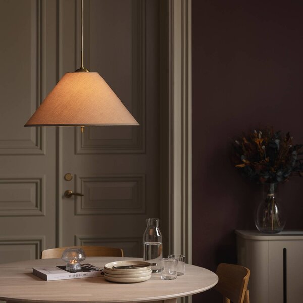 Globen Lighting Závesné svietidlo IRIS 50, mokka hnedá, Ø 50 cm, Hnedá / hrdzavá, Obývacia izba / jedáleň, Textil / látka / hodváb, Škandinávsky, Závesné svietidlo