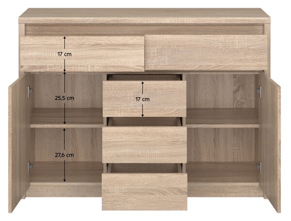 KONDELA Komoda 2D5S, dub sonoma, NORTY TYP 10