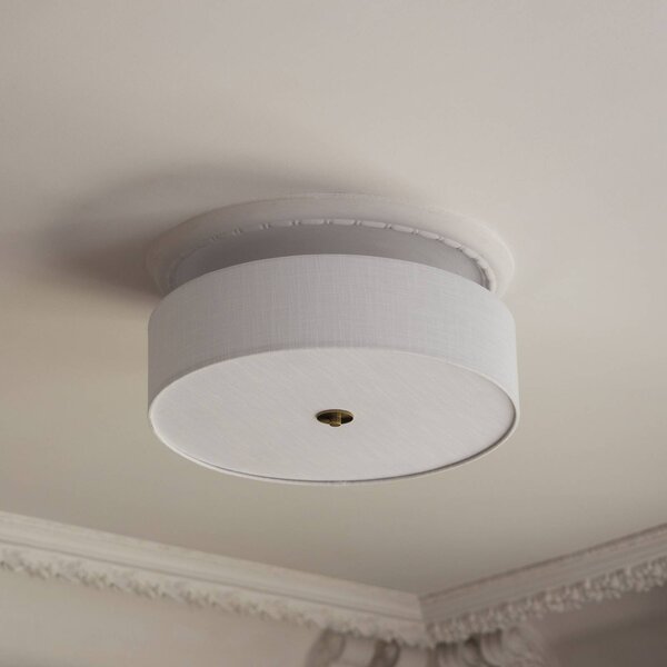 Globen Lighting Stropné svietidlo Noah, Ø 50 cm, biele, Biela / opálová, Obývacia izba / jedáleň, Textil / látka / hodváb, Škandinávsky, Stropné svetlo polkruhové s priestorom