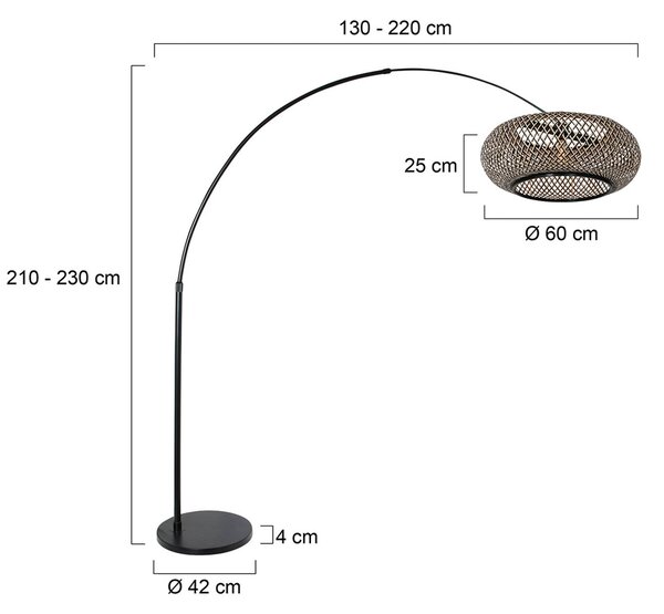 Steinhauer Oblúková stojacia lampa Sparkled Light čierna, Čierna, Obývacia izba / jedáleň, kov, Škandinávsky, Oblúková stojaca lampa