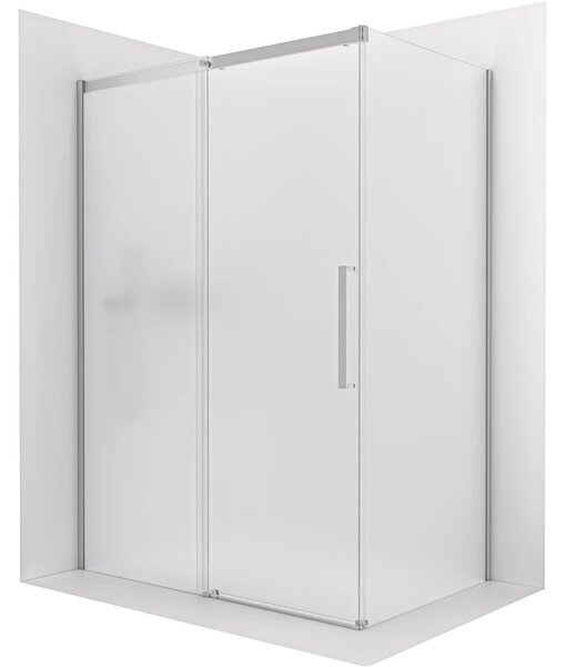CERANO - Sprchovací kút Lantono - ľavá - 8 mm - Soft-Close - chróm, mliečne sklo - 100x70 cm - posuvný