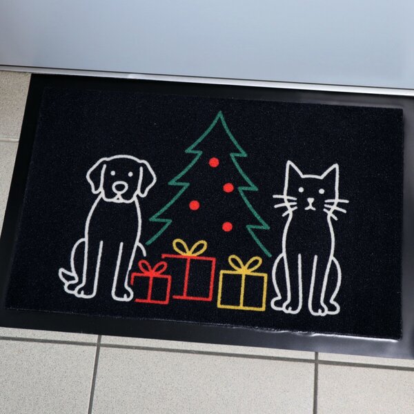 Mercury Flooring, Rohožka Vianoce pri Psíku a mačičky 40x60 cm, 40x60, čierna