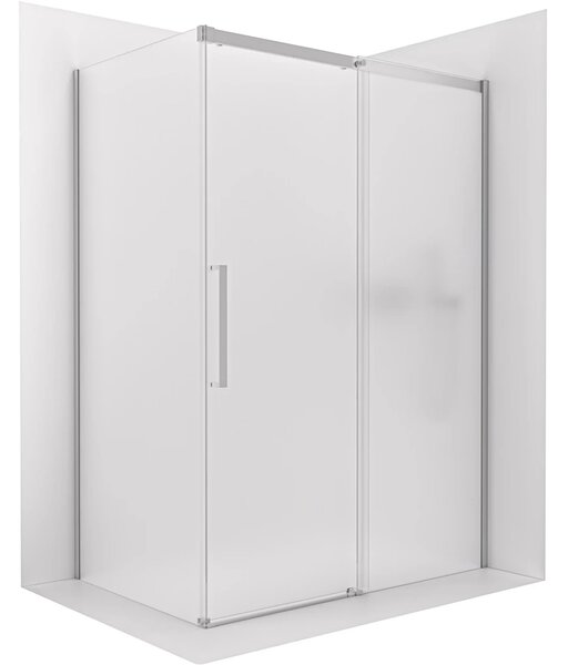 CERANO - Sprchovací kút Lantono - pravá - 8 mm - Soft-Close - chróm, mliečne sklo - 100x70 cm - posuvný