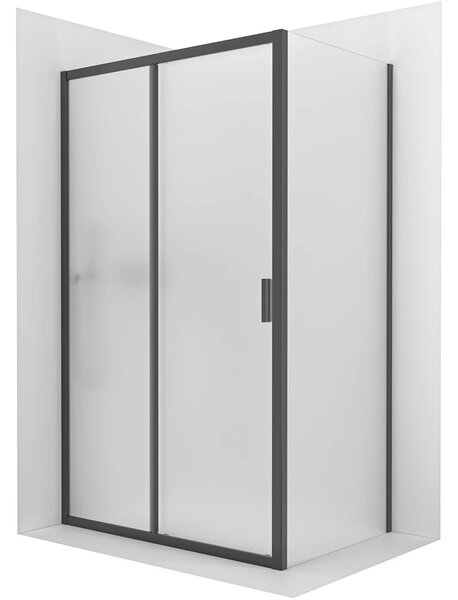 CERANO - Sprchovací kút Varone LINE Ľ/P - 6 mm - čierna matná, mliečne sklo - 90x70 cm - posuvný