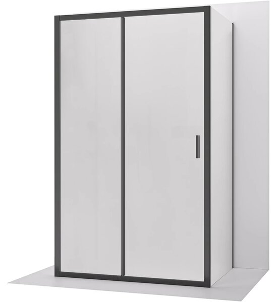 CERANO - Trostenný sprchovací kút Varone LINE UL/P - 6 mm - čierna matná, mliečne sklo - 90x70 cm - posuvný