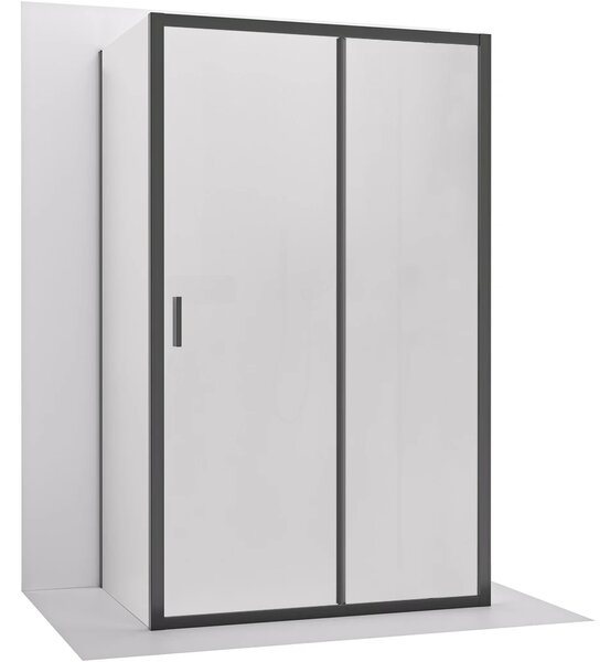 CERANO - Trostenný sprchovací kút Varone LINE UL/P - 6 mm - čierna matná, mliečne sklo - 90x70 cm - posuvný