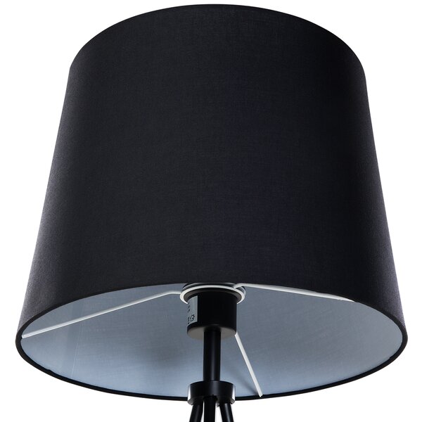 Stojaca lampa čierna kov zmes bavlny a polyesteru 149 cm statívový podstavec látkové tienidlo kábel moderný retro dizajn obývačka spálňa