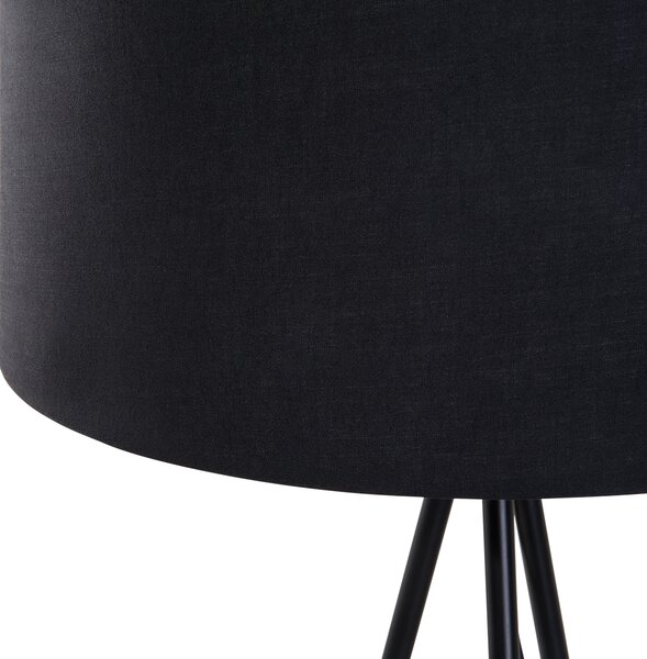 Stojaca lampa čierna kov zmes bavlny a polyesteru 149 cm statívový podstavec látkové tienidlo kábel moderný retro dizajn obývačka spálňa