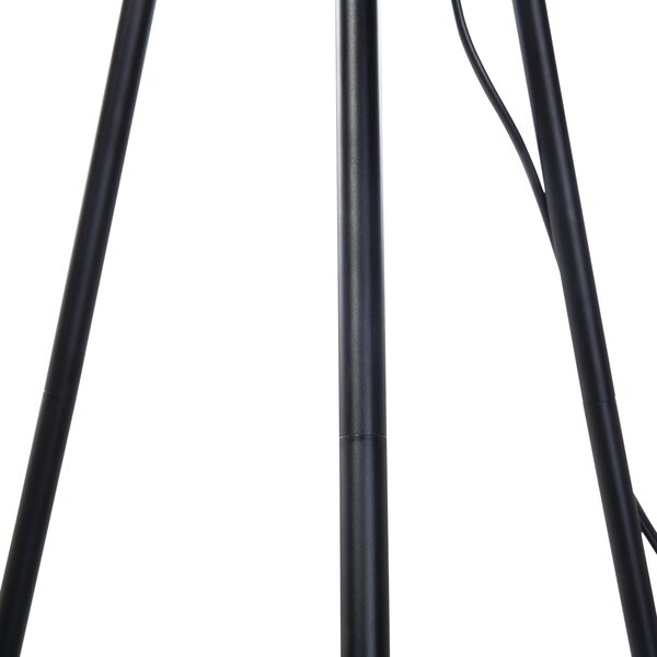 Stojaca lampa čierna kov zmes bavlny a polyesteru 149 cm statívový podstavec látkové tienidlo kábel moderný retro dizajn obývačka spálňa