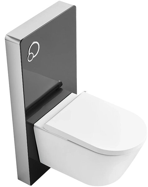 CERANO - Sanitárny splachovací modul pre WC závesné - čierna matná - 48,3x100 cm