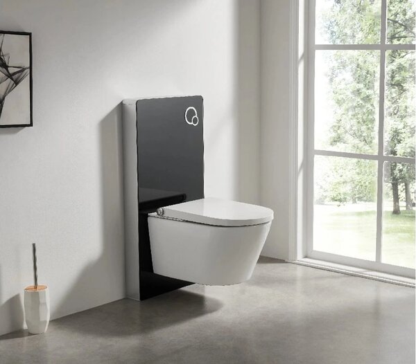 CERANO - Sanitárny splachovací modul pre WC závesné - čierna matná - 48,3x100 cm