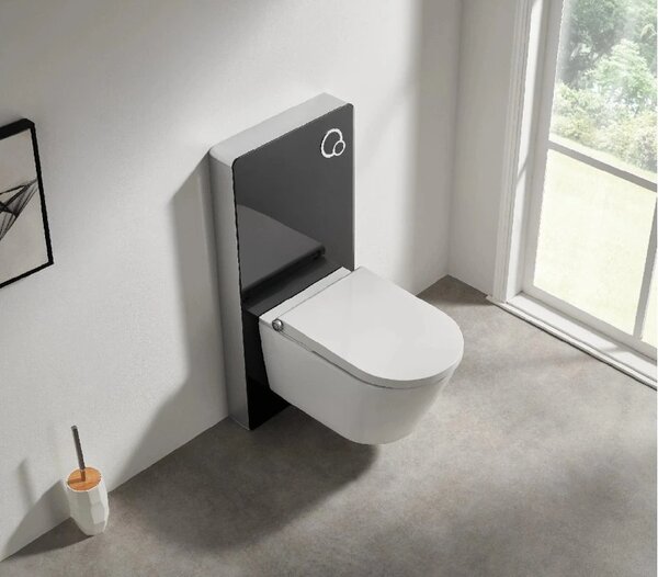 CERANO - Sanitárny splachovací modul pre WC závesné - čierna matná - 48,3x100 cm