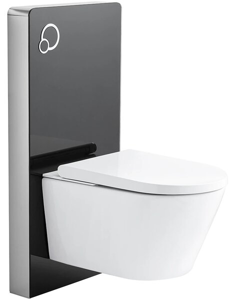 CERANO - Sanitárny splachovací modul pre WC závesné - čierna matná - 48,3x100 cm