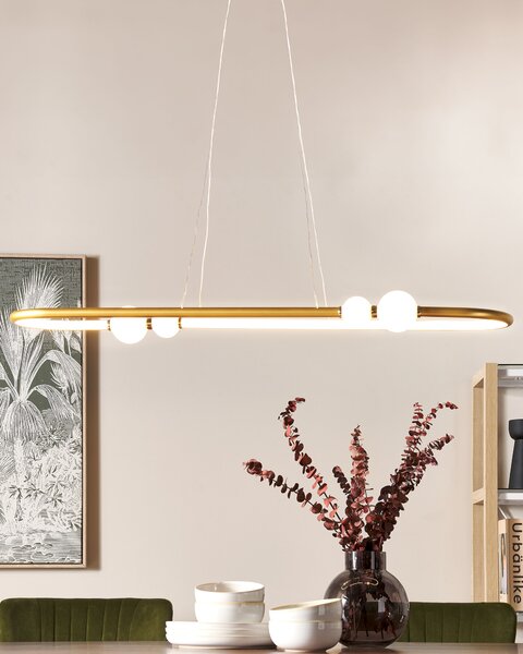 Závesná lampa zlatá hliníková železná s LED svetlami oválneho tvar závesné moderné osvetlenie