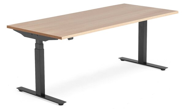 Výškovo nastaviteľný stôl MODULUS, T-rám, 1800x800 mm, dub/čierna