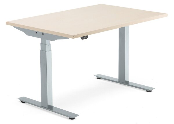 Výškovo nastaviteľný stôl MODULUS SMART, 1200x800 mm, strieborná, breza