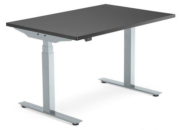 Výškovo nastaviteľný stôl MODULUS, T-rám, 1200x800 mm, čierna/strieborná