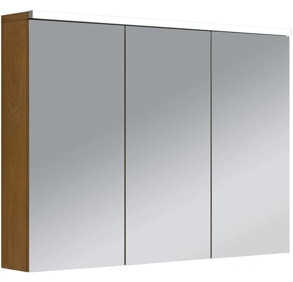 CERANO - Kúpeľňová zrkadlová skrinka s LED osvetlením Avia - dub medový - 95x70x16, 5 cm
