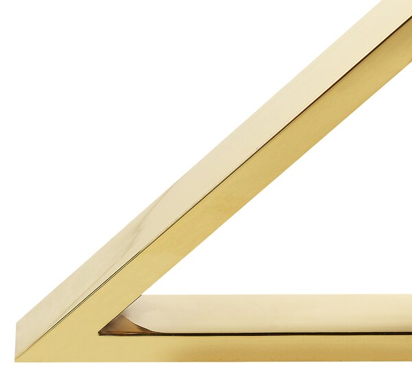 Jedálenský stôl čierna doska z tvrdeného skla ⌀ 105 cm zlaté kovové nohy lesklý povrch okrúhly glamour