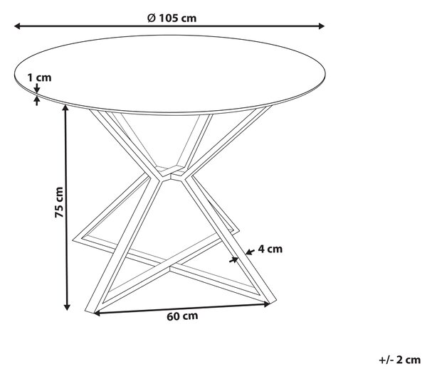 Jedálenský stôl čierna doska z tvrdeného skla ⌀ 105 cm zlaté kovové nohy lesklý povrch okrúhly glamour