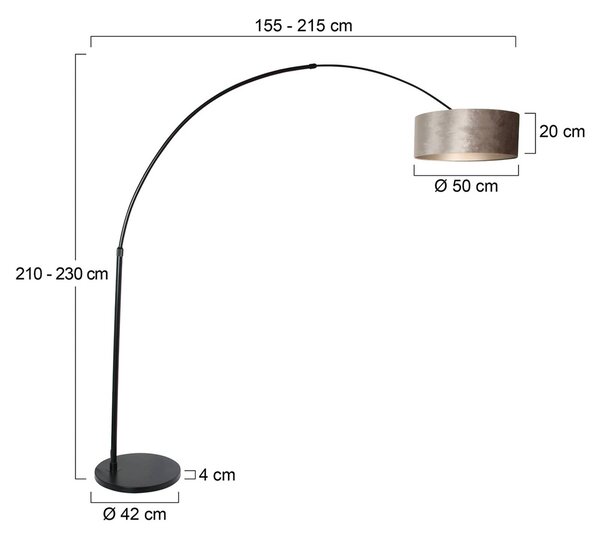 Steinhauer Stojacia lampa Sparkled Light čierna/strieborná, Čierna, Obývacia izba / jedáleň, kov, Moderný, Oblúková stojaca lampa