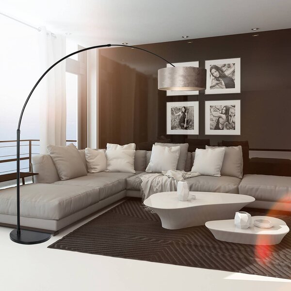 Steinhauer Stojacia lampa Sparkled Light čierna/strieborná, Čierna, Obývacia izba / jedáleň, kov, Moderný, Oblúková stojaca lampa