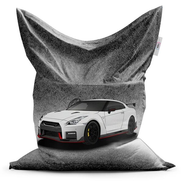 Sablio Sedací vak Nissan GTR 35 Sivý - 150x100 cm
