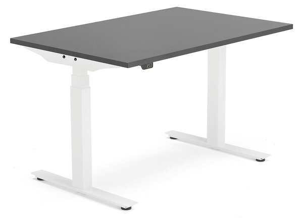 Výškovo nastaviteľný stôl MODULUS, T-rám, 1200x800 mm, čierna/biela