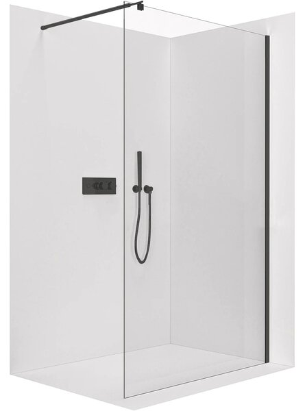 CERANO - Sprchová zástena Walk-in Onyx Round Ľ/P - 6 mm - čierna matná, transparentné sklo - 90x190 cm