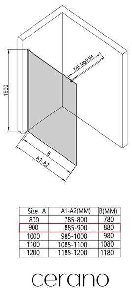 CERANO - Sprchová zástena Walk-in Onyx Round Ľ/P - 6 mm - chróm, transparentné sklo - 90x190 cm